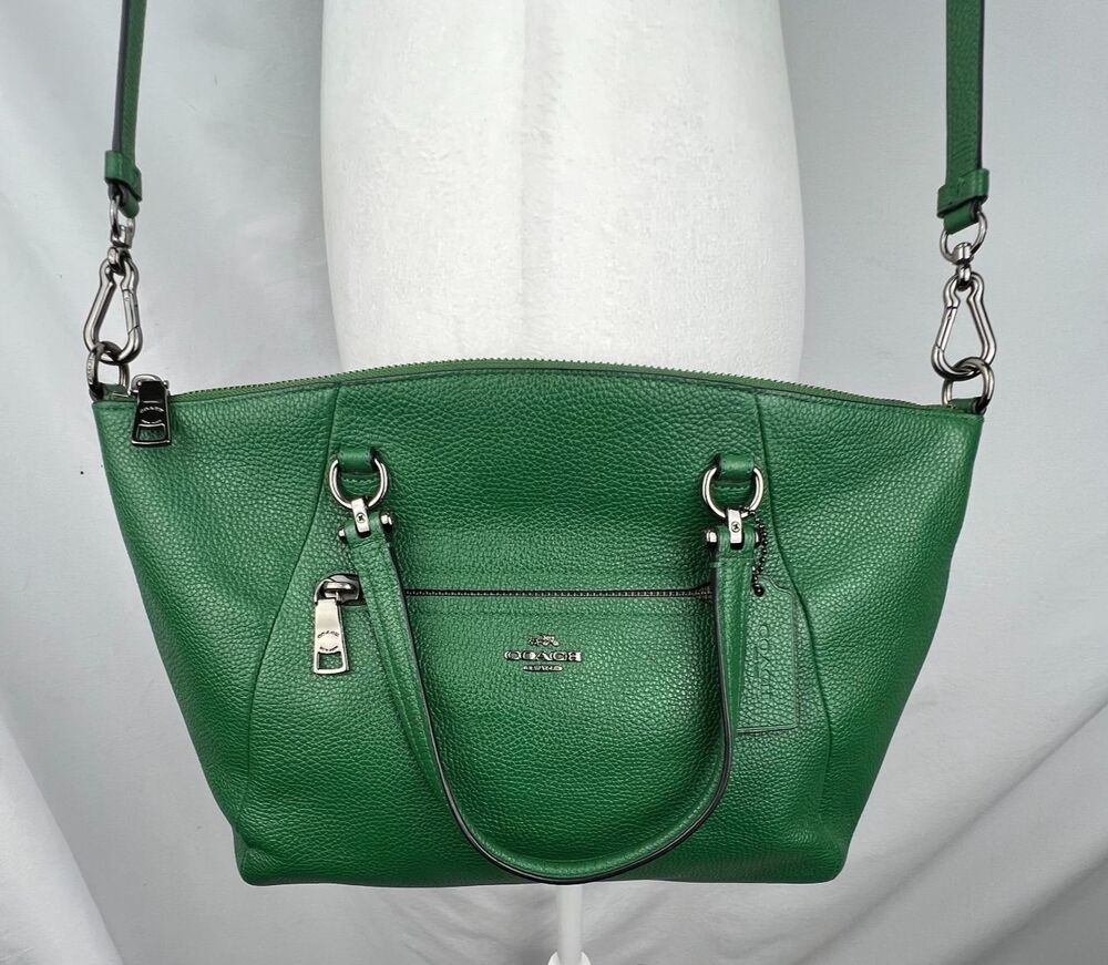 COACH Prairie Pebbled Leather Women's Shoulder Bag Green Crossbody Satchel